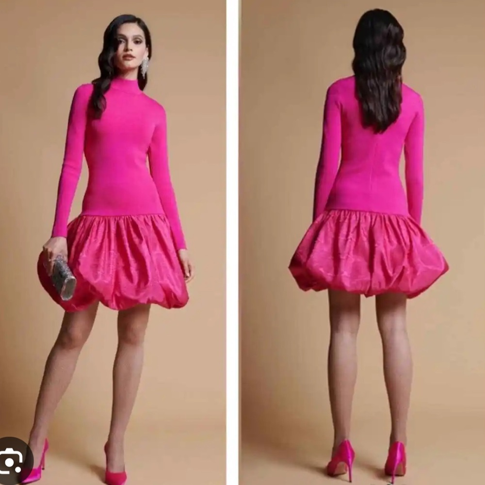 RACHEL PARCELL Pink Bubble Skirt Dress medium Hot Pink Barbiecore NWT